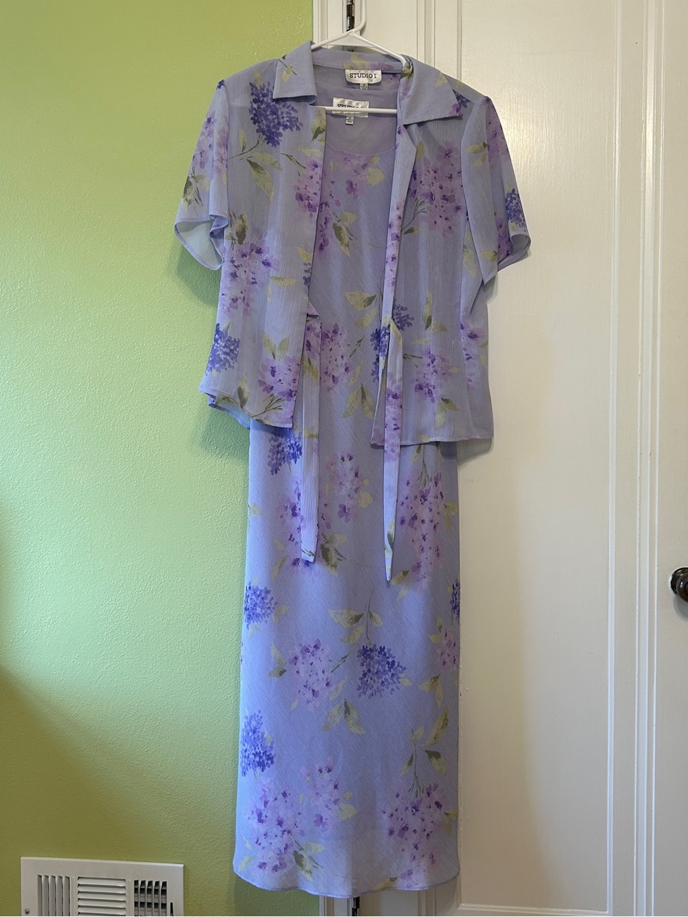 Vintage Lavender Floral Two-Piece Dress Set